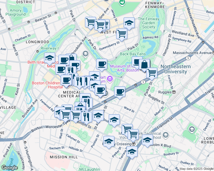 map of restaurants, bars, coffee shops, grocery stores, and more near 11 Tetlow Street in Boston