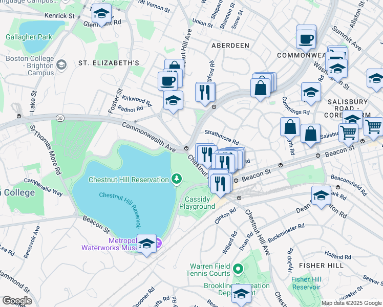 map of restaurants, bars, coffee shops, grocery stores, and more near in Boston