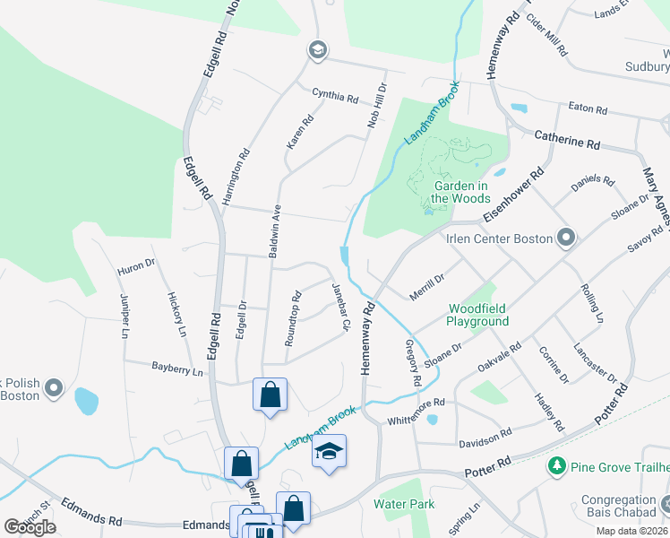 map of restaurants, bars, coffee shops, grocery stores, and more near 39 Janebar Circle in Framingham