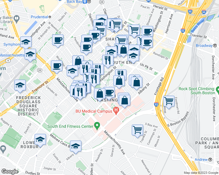 map of restaurants, bars, coffee shops, grocery stores, and more near 21 Father Francis Gilday Street in Boston