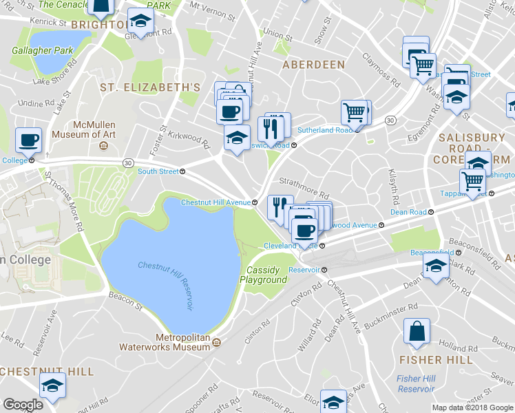 map of restaurants, bars, coffee shops, grocery stores, and more near in Boston