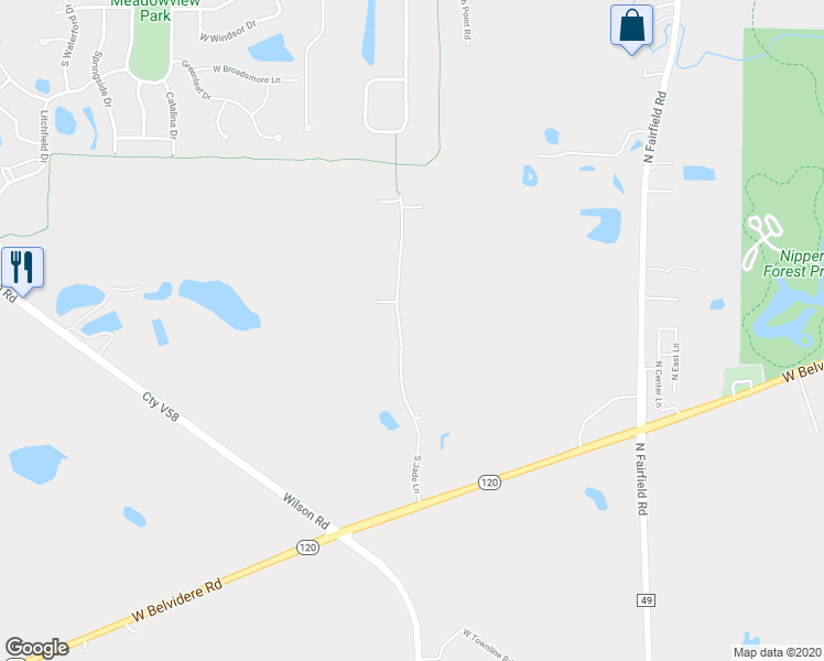 map of restaurants, bars, coffee shops, grocery stores, and more near 647 South Jade Lane in Round Lake