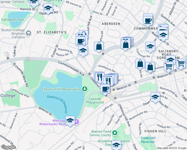map of restaurants, bars, coffee shops, grocery stores, and more near in Boston
