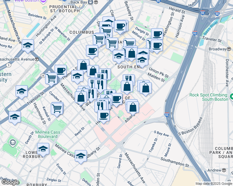 map of restaurants, bars, coffee shops, grocery stores, and more near 21 Father Francis Gilday Street in Boston