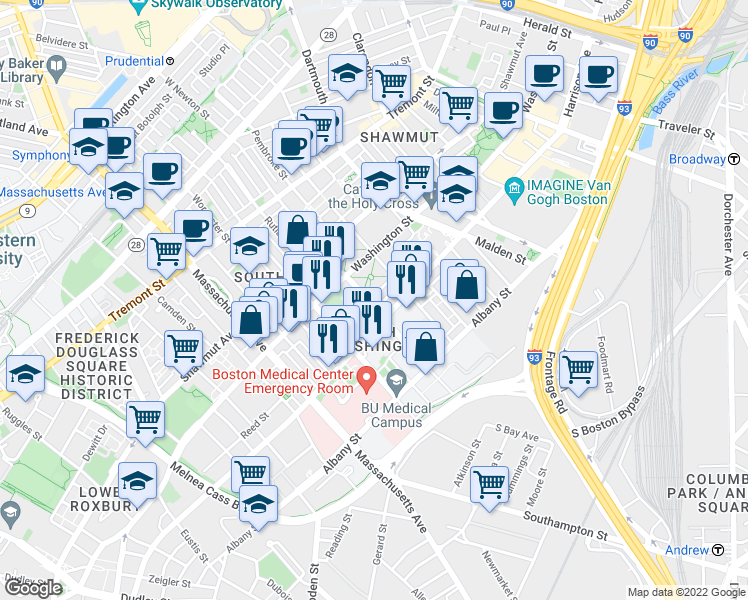 map of restaurants, bars, coffee shops, grocery stores, and more near 21 Father Francis Gilday Street in Boston