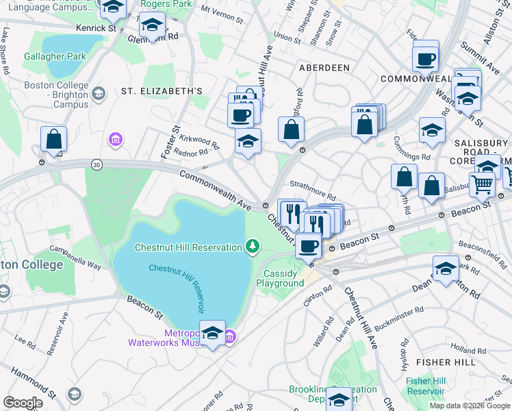 map of restaurants, bars, coffee shops, grocery stores, and more near in Boston
