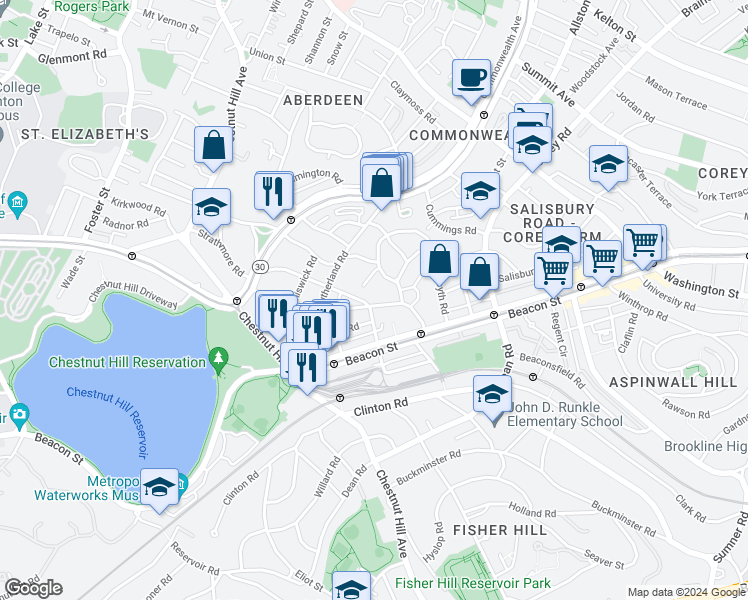 map of restaurants, bars, coffee shops, grocery stores, and more near in 