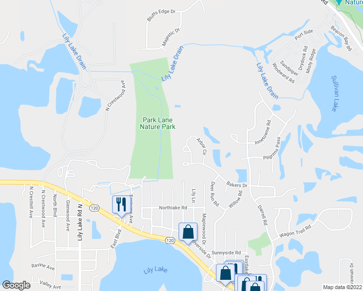 map of restaurants, bars, coffee shops, grocery stores, and more near 606 Wildwood Lane in Lakemoor