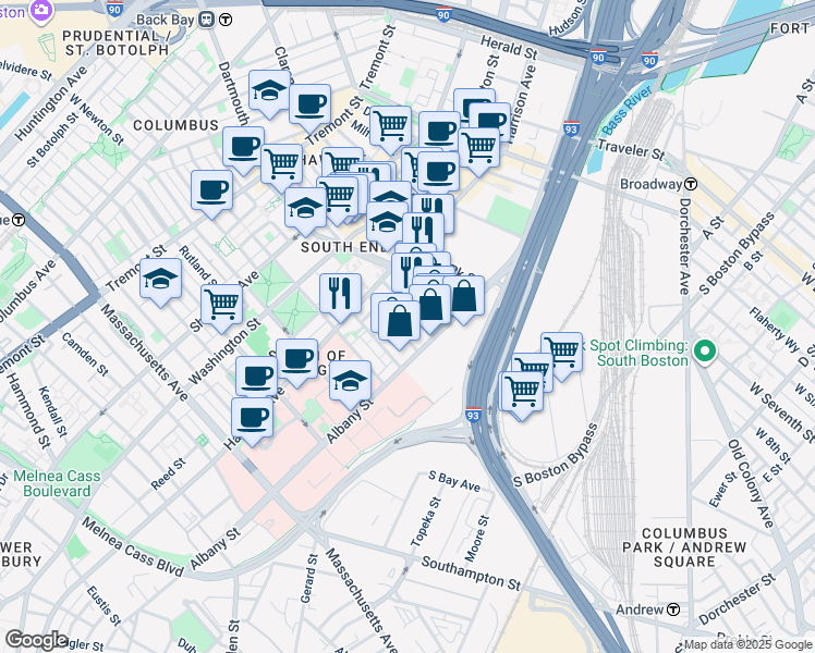 map of restaurants, bars, coffee shops, grocery stores, and more near 32 Plympton Street in Boston