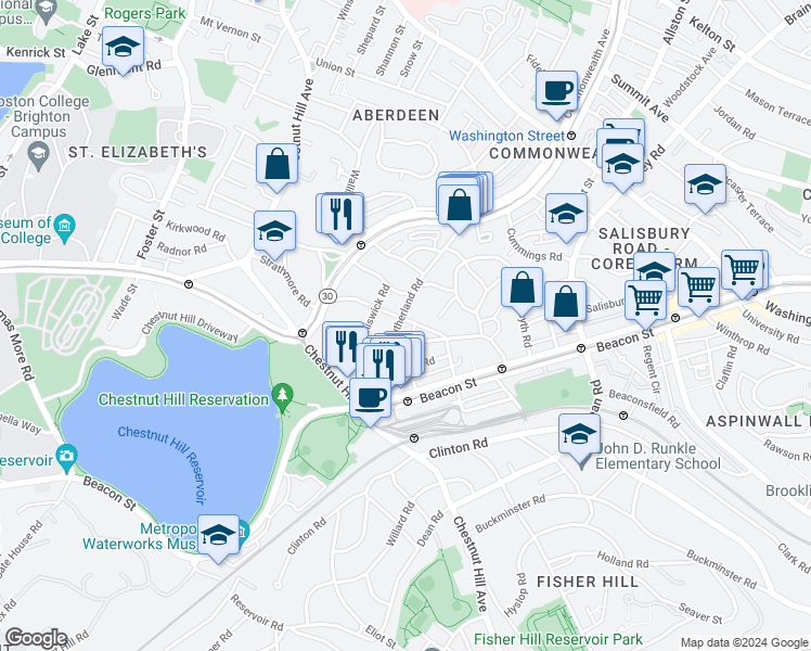 map of restaurants, bars, coffee shops, grocery stores, and more near in 