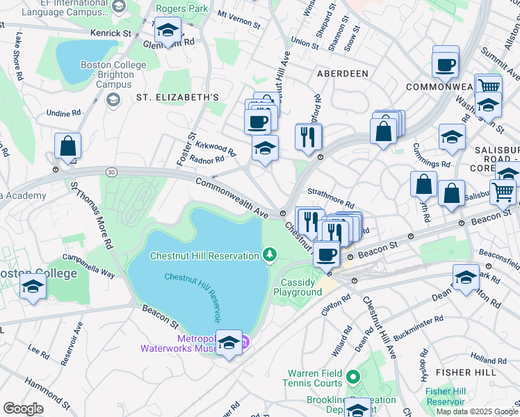 map of restaurants, bars, coffee shops, grocery stores, and more near in Boston