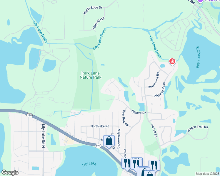 map of restaurants, bars, coffee shops, grocery stores, and more near 654 Arbor Circle in Lakemoor