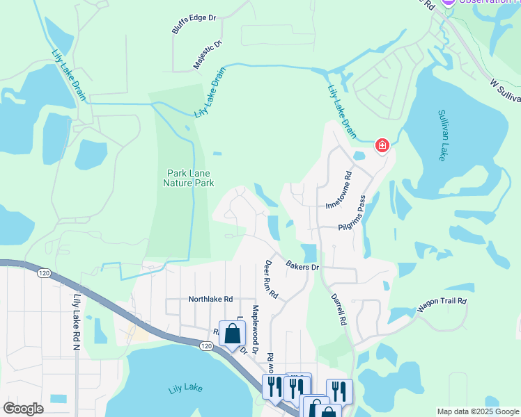 map of restaurants, bars, coffee shops, grocery stores, and more near 680 Morris Court in Lakemoor