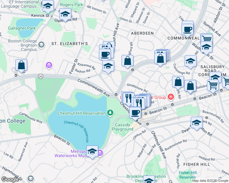 map of restaurants, bars, coffee shops, grocery stores, and more near in Boston