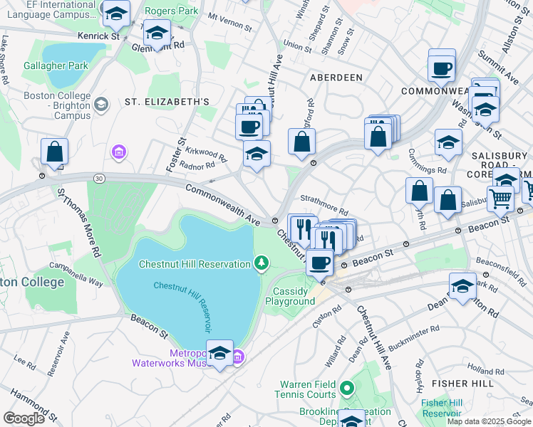map of restaurants, bars, coffee shops, grocery stores, and more near in Boston