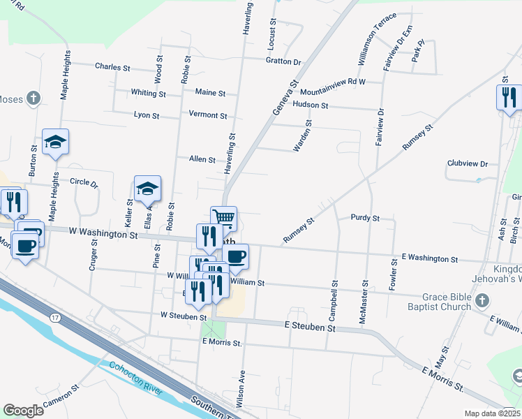 map of restaurants, bars, coffee shops, grocery stores, and more near 11 Elm Street in Bath