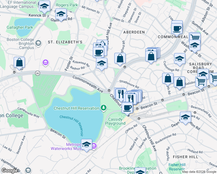 map of restaurants, bars, coffee shops, grocery stores, and more near in Boston