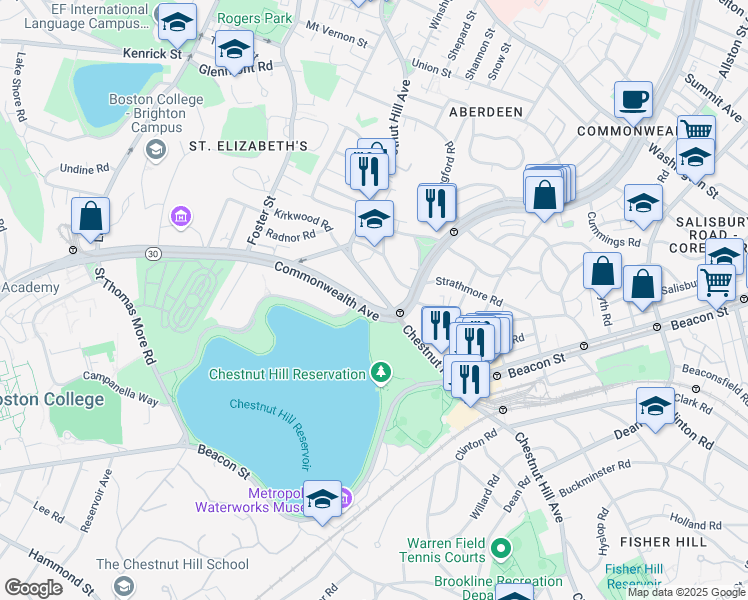 map of restaurants, bars, coffee shops, grocery stores, and more near in Boston