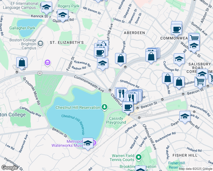 map of restaurants, bars, coffee shops, grocery stores, and more near in Boston