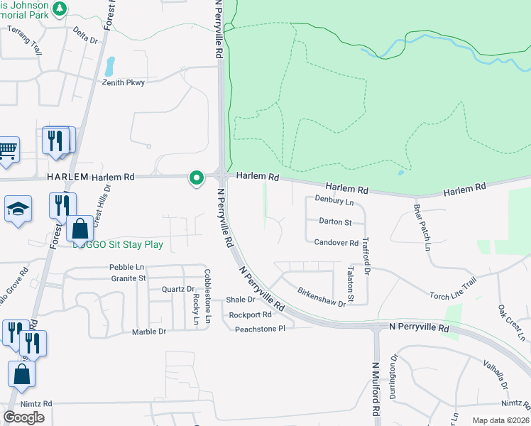 map of restaurants, bars, coffee shops, grocery stores, and more near 5695 Harlem Road in Loves Park