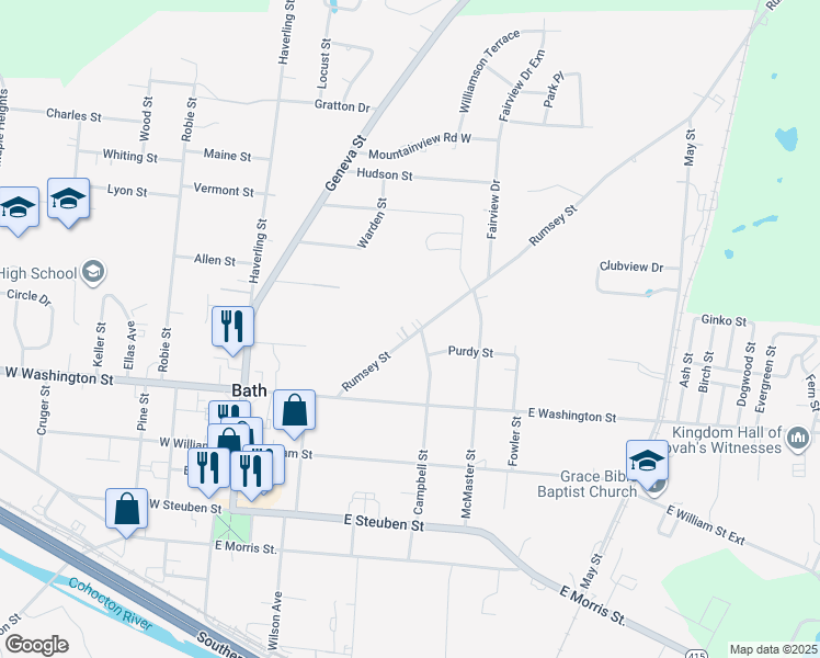 map of restaurants, bars, coffee shops, grocery stores, and more near 31 Rumsey Street in Bath