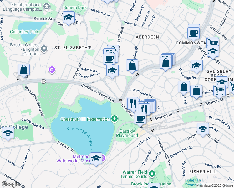map of restaurants, bars, coffee shops, grocery stores, and more near in Boston