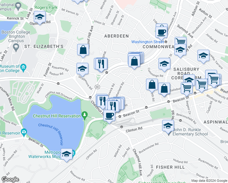 map of restaurants, bars, coffee shops, grocery stores, and more near in 