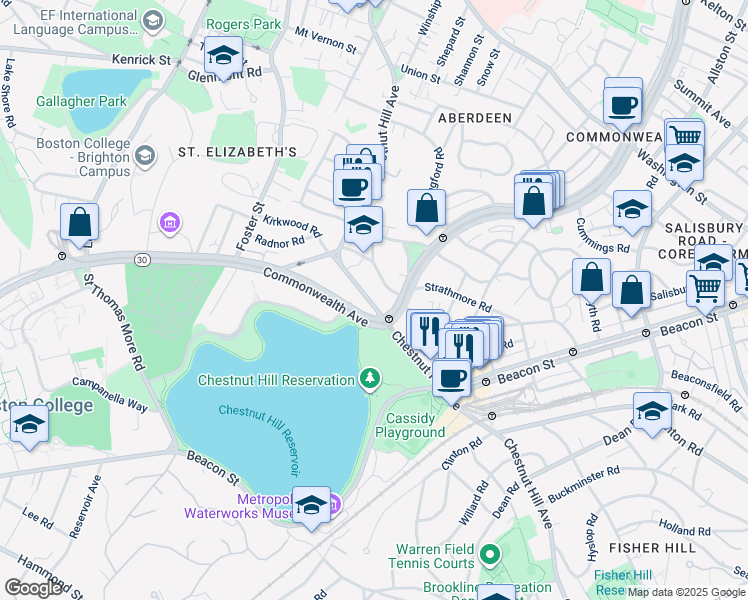 map of restaurants, bars, coffee shops, grocery stores, and more near in Boston