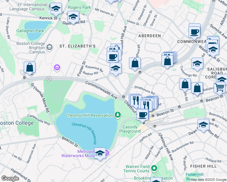 map of restaurants, bars, coffee shops, grocery stores, and more near in Boston
