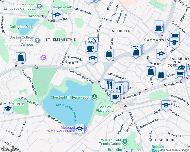 map of restaurants, bars, coffee shops, grocery stores, and more near in Boston