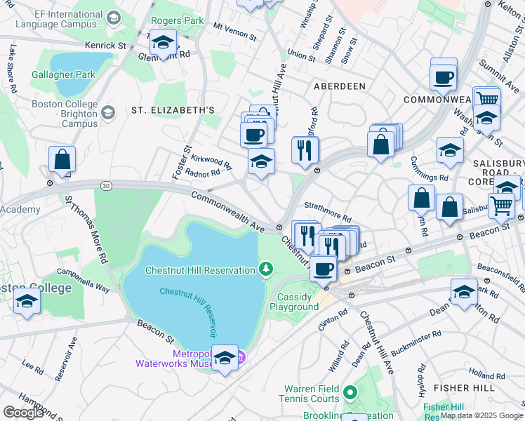 map of restaurants, bars, coffee shops, grocery stores, and more near in Boston