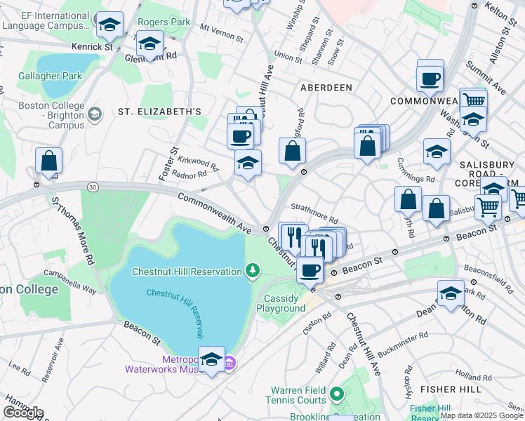 map of restaurants, bars, coffee shops, grocery stores, and more near in Boston