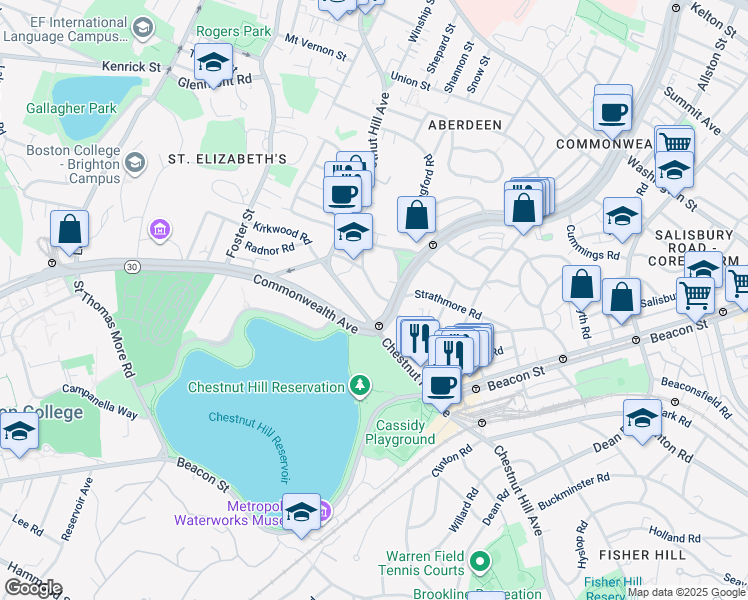 map of restaurants, bars, coffee shops, grocery stores, and more near in Boston