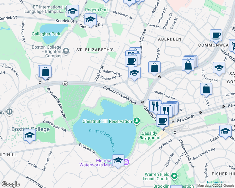 map of restaurants, bars, coffee shops, grocery stores, and more near in Boston