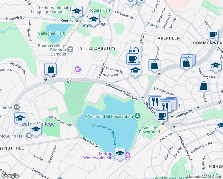 map of restaurants, bars, coffee shops, grocery stores, and more near in Boston