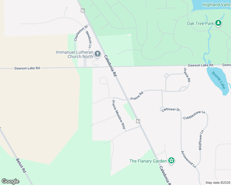 map of restaurants, bars, coffee shops, grocery stores, and more near 2980 Prairie Road in Belvidere