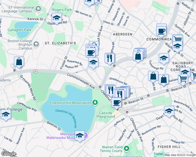 map of restaurants, bars, coffee shops, grocery stores, and more near in Boston