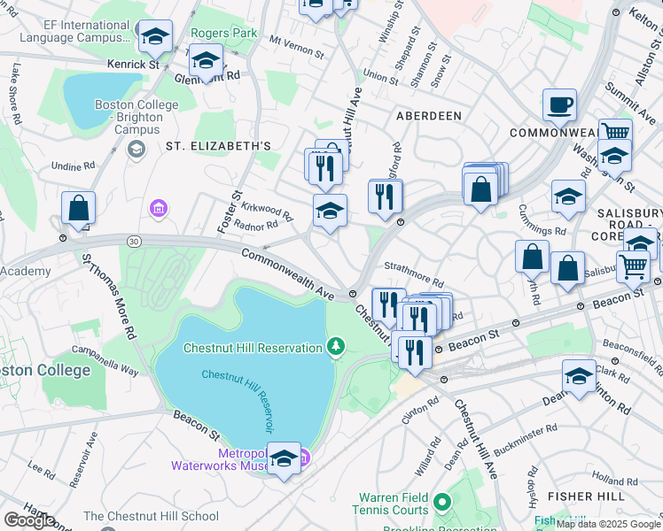 map of restaurants, bars, coffee shops, grocery stores, and more near in Boston