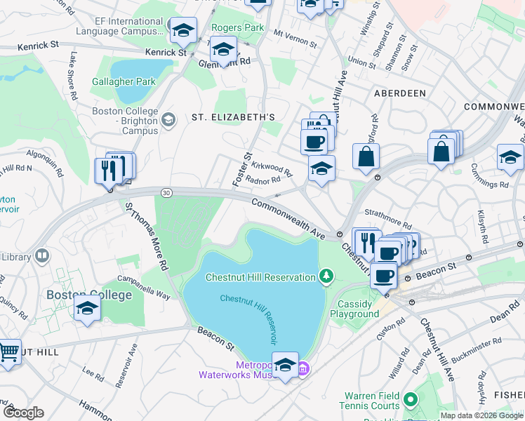 map of restaurants, bars, coffee shops, grocery stores, and more near in Boston