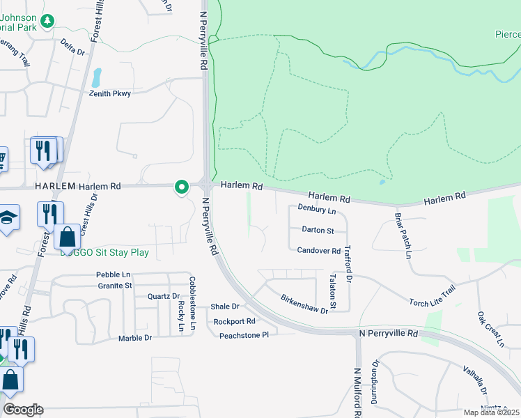 map of restaurants, bars, coffee shops, grocery stores, and more near 5695 Harlem Road in Loves Park