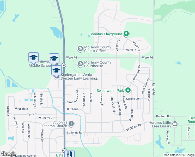 map of restaurants, bars, coffee shops, grocery stores, and more near 902 Hickory Road in Woodstock