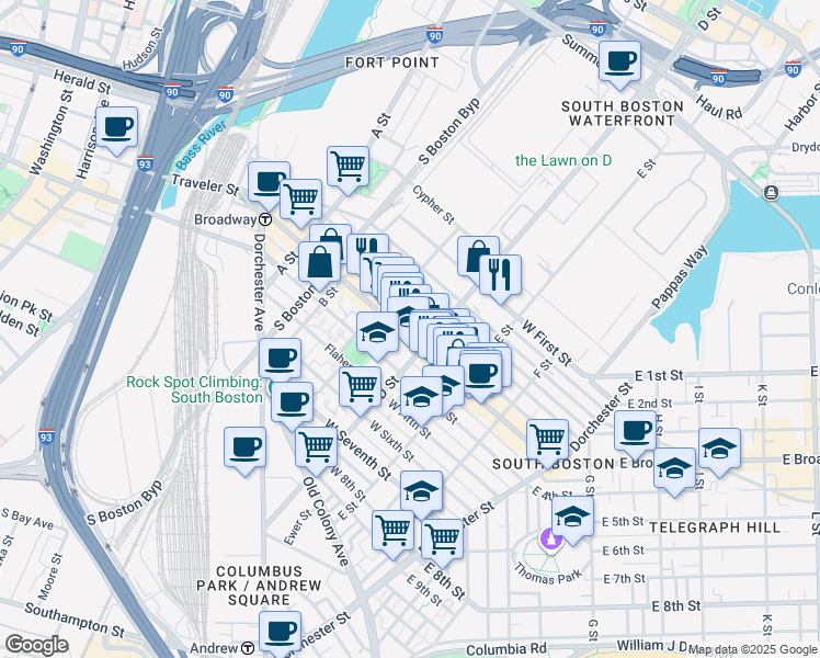 map of restaurants, bars, coffee shops, grocery stores, and more near 27 Linsky Barry Court in Boston