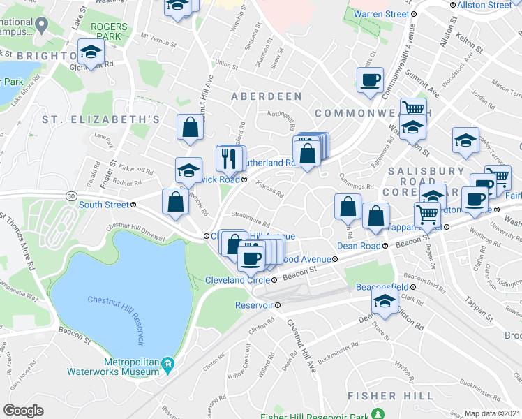 map of restaurants, bars, coffee shops, grocery stores, and more near in 