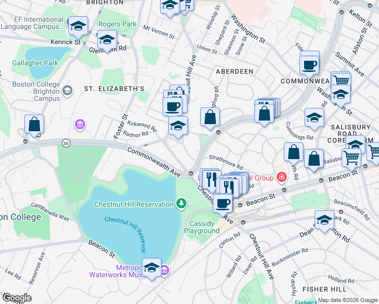 map of restaurants, bars, coffee shops, grocery stores, and more near in Boston