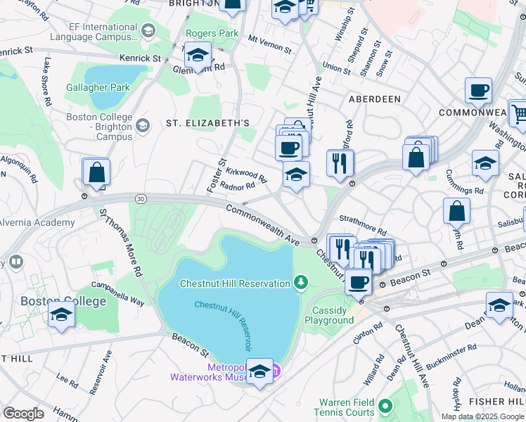 map of restaurants, bars, coffee shops, grocery stores, and more near in Boston