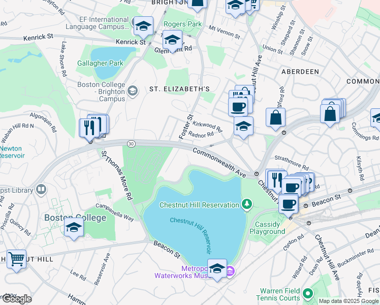 map of restaurants, bars, coffee shops, grocery stores, and more near in Boston