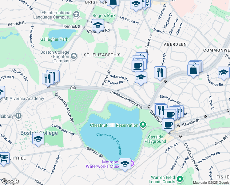map of restaurants, bars, coffee shops, grocery stores, and more near in Boston