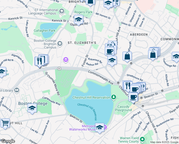 map of restaurants, bars, coffee shops, grocery stores, and more near in Boston