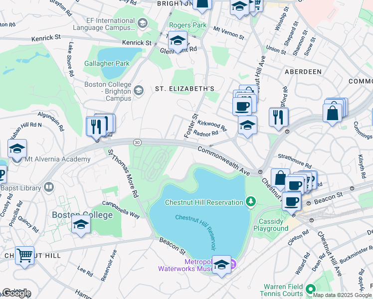 map of restaurants, bars, coffee shops, grocery stores, and more near 18 Wade Street in Boston