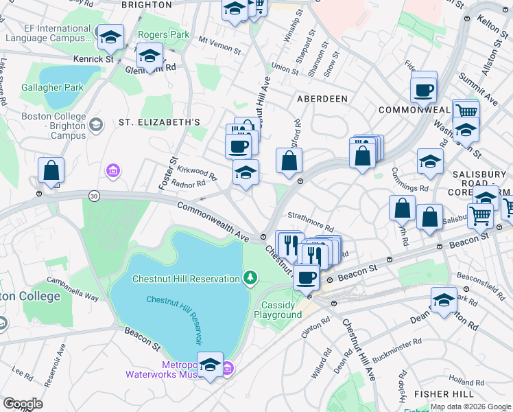 map of restaurants, bars, coffee shops, grocery stores, and more near in Boston
